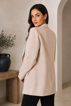 Devine Tan Shawl-Collar Long-Sleeve Blazer