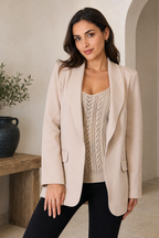 Devine Tan Shawl-Collar Long-Sleeve Blazer