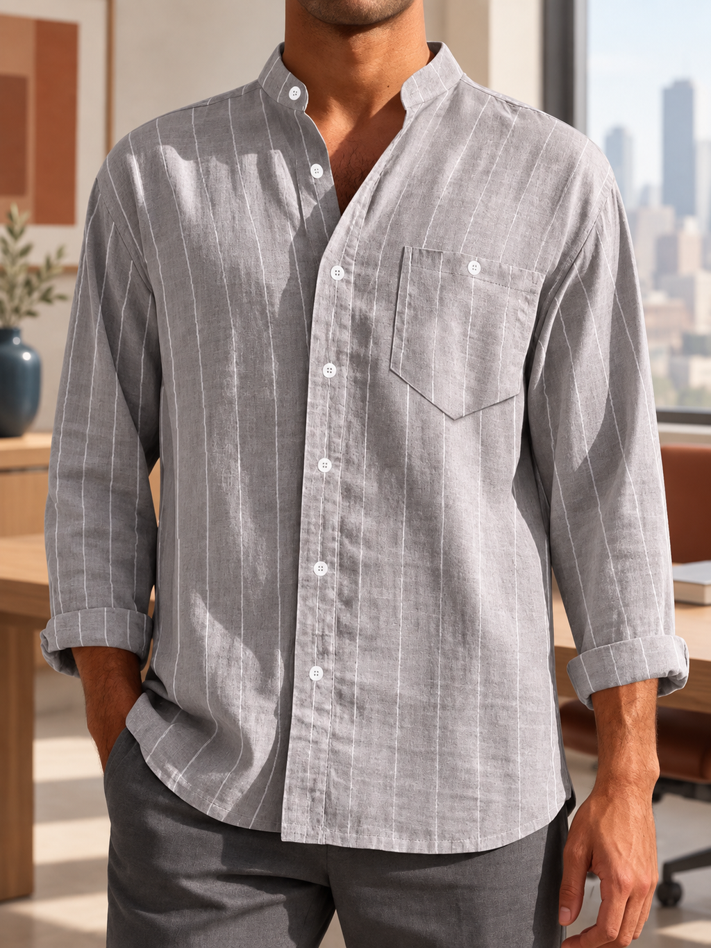 Men’s Striped Button-Up Shirt