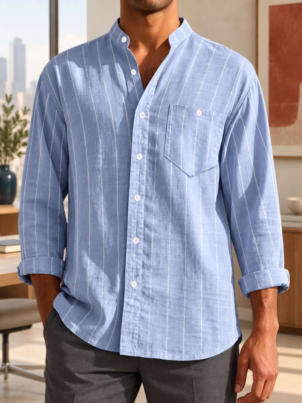 Men’s Striped Button-Up Shirt