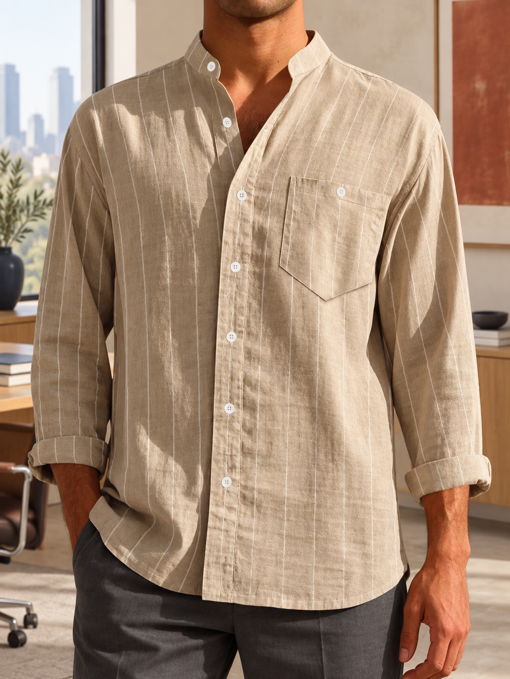 Men’s Striped Button-Up Shirt