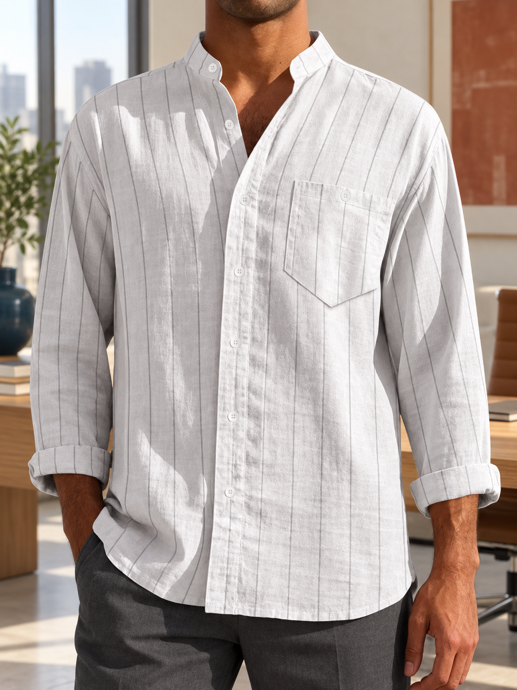 Men’s Striped Button-Up Shirt