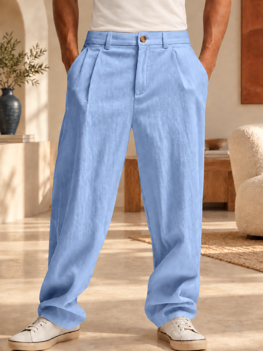 Men’s Relaxed-Fit Pleated Pants