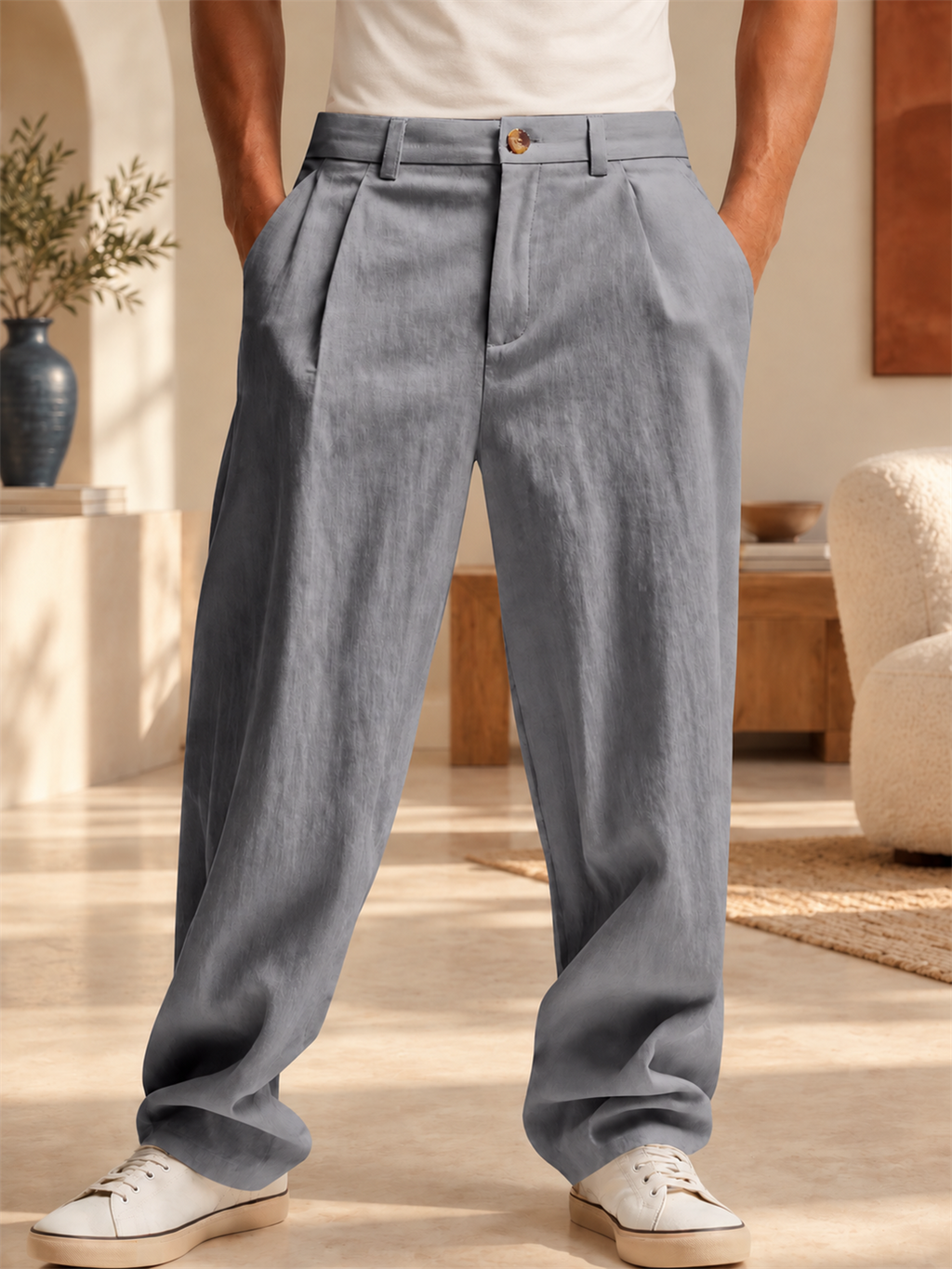 Men’s Relaxed-Fit Pleated Pants